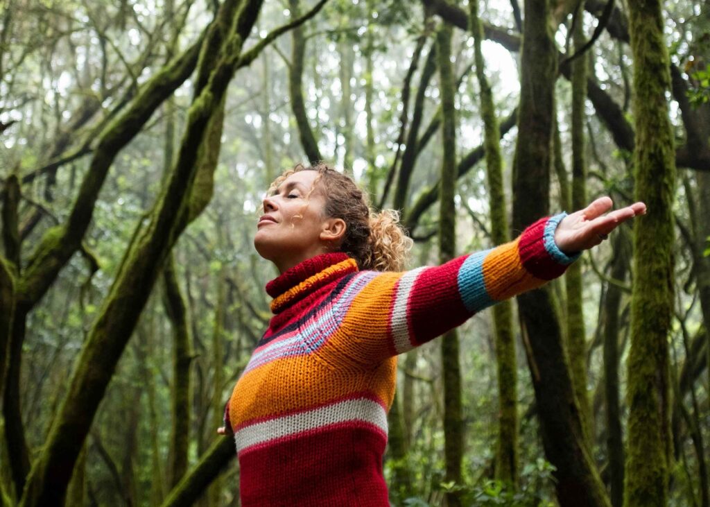 woman at peace in nature